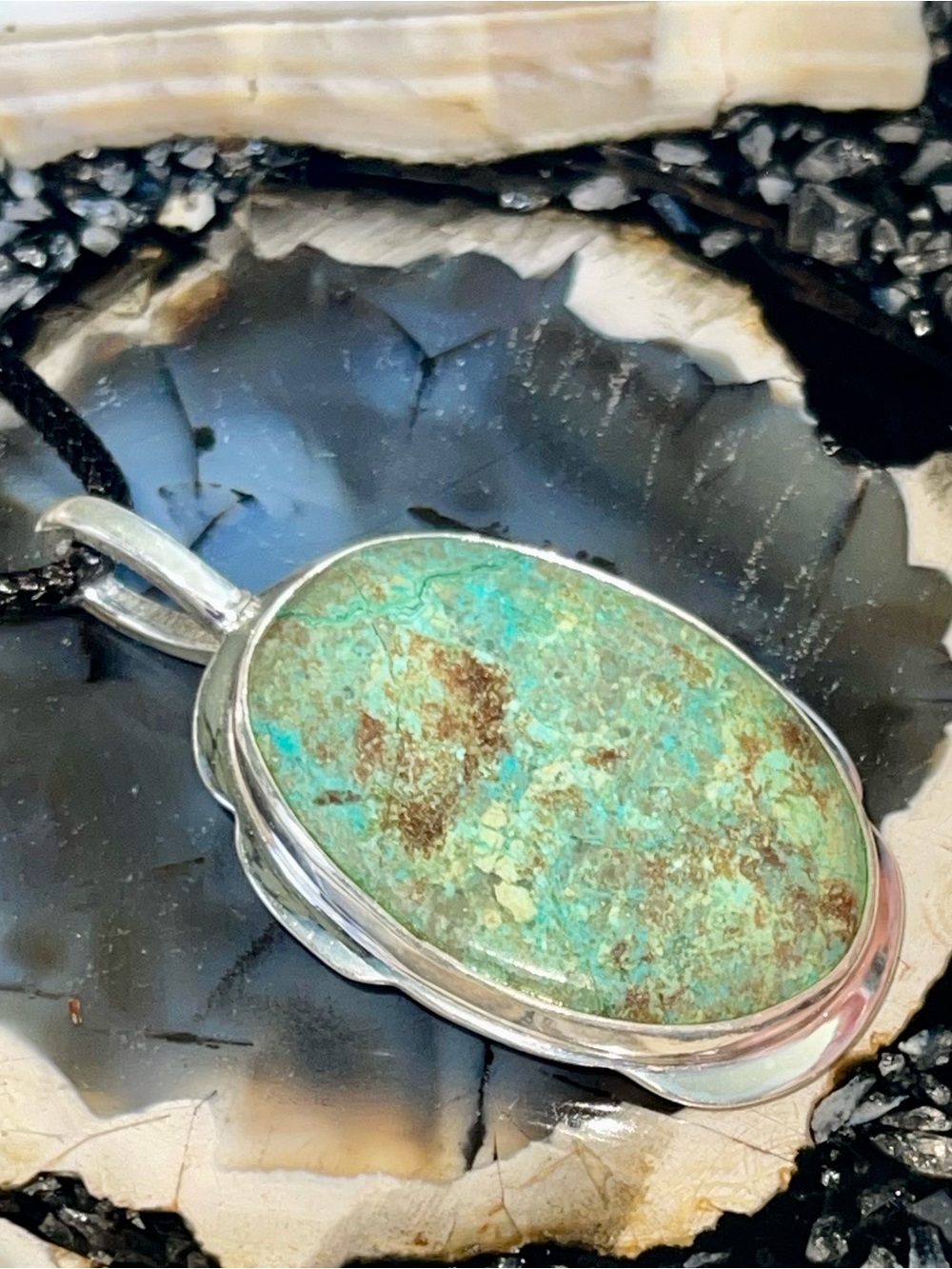 Chrysocolla- Shattuckite Crystal Pendant 2” - Picture 14 of 17